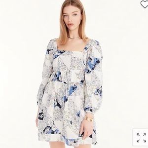 NWT J. Crew Squareneck cotton poplin dress in patchwork floral, size S